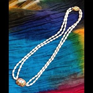 18" MOP glass beads & cloisonné bead necklace